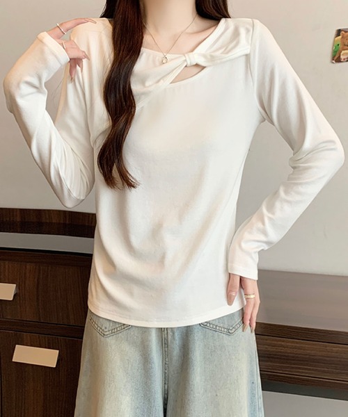 2ly2 tシャツ リボンデザインカットソー / アシンメトリーネック