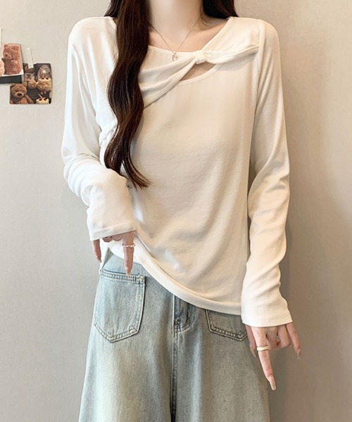 2ly2 tシャツ リボンデザインカットソー / アシンメトリーネック
