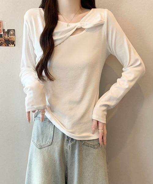 2ly2 tシャツ リボンデザインカットソー / アシンメトリーネック