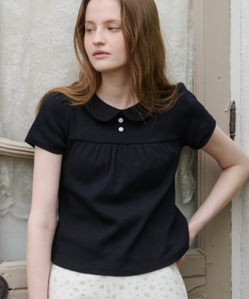GIUNON tシャツ round collar rib t-shirt / ラウンドカラーリブT 