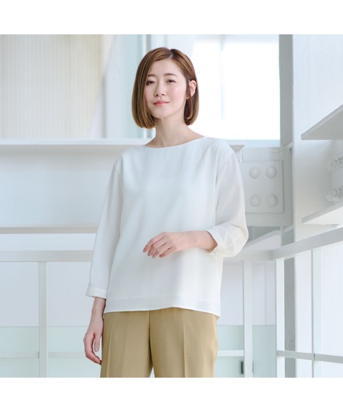 「AOYAMA」 「AnchorWoman」7分袖ブラウス S サックスブルー レディース_画像2