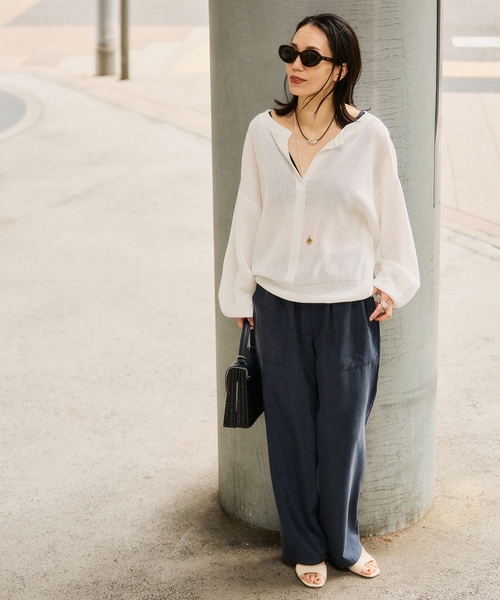 「VERMEIL par iena」 イージーパンツ 40 ホワイト レディース_画像6