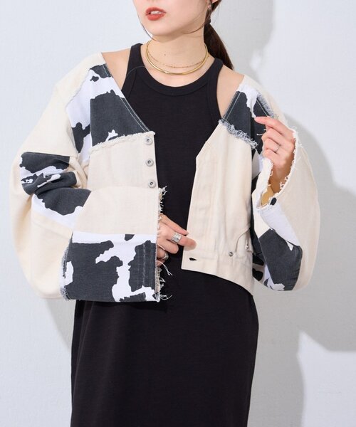 「etsinta」 デニムジャケット ONE SIZE インディゴブルー レディース_画像2