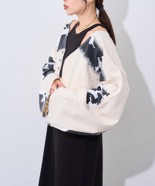 「etsinta」 デニムジャケット ONE SIZE インディゴブルー レディース_画像3
