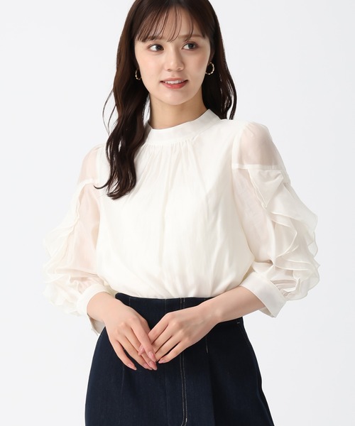 「31 Sons de mode」 7分袖ブラウス フリ- ブラウン レディース_画像2