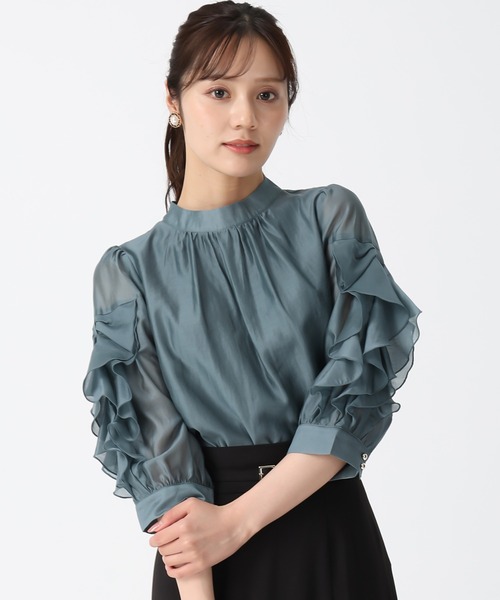 「31 Sons de mode」 7分袖ブラウス フリ- ブラウン レディース_画像3