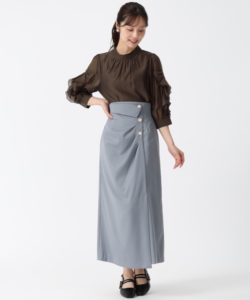 「31 Sons de mode」 7分袖ブラウス フリ- ブラウン レディース_画像6