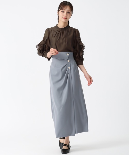 「31 Sons de mode」 7分袖ブラウス フリ- ブラウン レディース_画像7