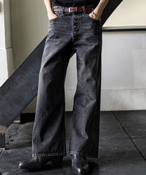 Civvy. ボタンフライ フレアデニムパンツ Bleme ワイドパンツ ジーンズ 13oz ヴィンテージライク ボタンフライ