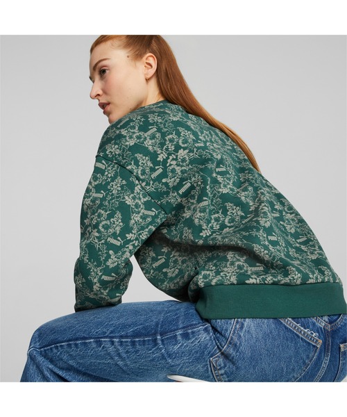 「PUMA」 スウェットカットソー LARGE グリーン レディース_画像9