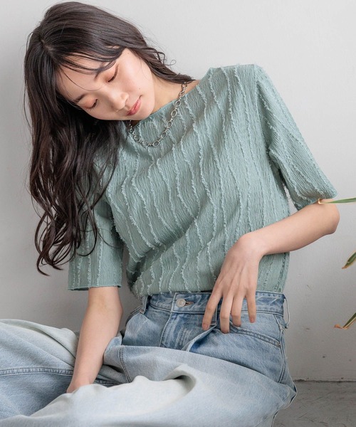 「LOWRYS FARM」 半袖カットソー FREE ブラック レディース_画像9