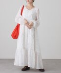 ワンピース 夏 フラワー刺繍ティアードワンピースの詳細画像1