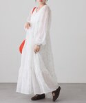 ワンピース 夏 フラワー刺繍ティアードワンピースの詳細画像2