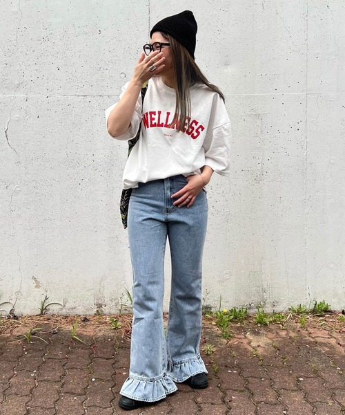 「reca」 半袖Tシャツ FREE グレー レディース_画像3