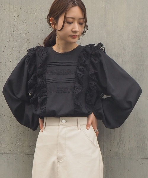 tiptop シャツ ブラウス 肩フリルレースブラウス : ZOZOTOWN