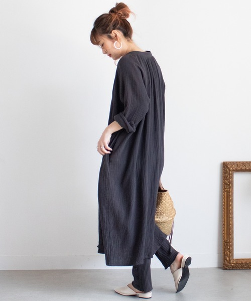 得価再入荷 ワンピース PayPayモール店 - 通販 - PayPayモール シャツワンピース 2wayガーゼロングシャツワンピース ZOZOTOWN 在庫日本製