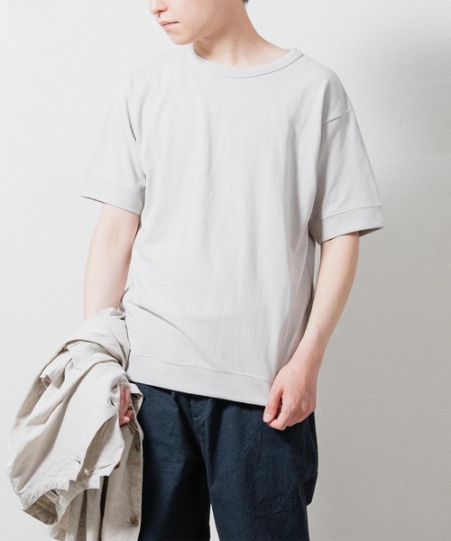 Pcsc です★和紙天竺クルーネック プルオーバー quadro tシャツ 和紙×綿天竺クルーネックプルオーバー メンズ