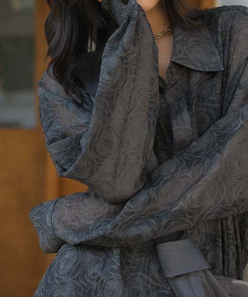 ブラウス シャツ 立体柄シアーシャツブラウス レディース ブラウス シャツ 立体柄シアーシャツブラウス レディース