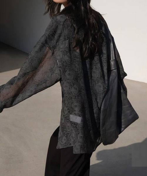 ブラウス シャツ 立体柄シアーシャツブラウス レディース ブラウス シャツ 立体柄シアーシャツブラウス レディース