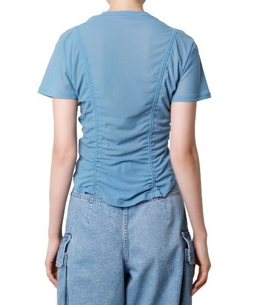 LE CIEL BLEU♡ショルダーカットアウト ドローストTeeルシェルブルー LE CIEL BLEU tシャツ Tシャツ ショルダーカットアウトド