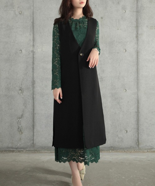 アンサンブル ワンピース ノースリトレンチ 2点セット パーティー 普段使い DRESS+ アンサンブル ワンピース ノースリトレンチ 2点セット