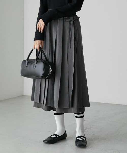 forksy.（フォルクシー） スカート 「forksy.」膝丈プリーツ巻き