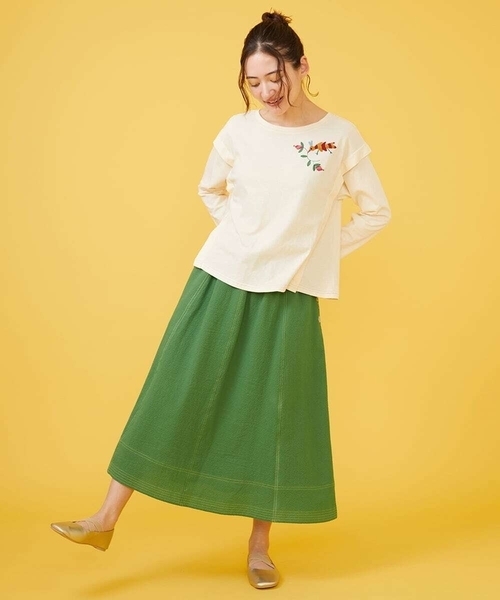 Jocomomola（ホコモモラ） スカート Berenjenas ワンポイント刺繍