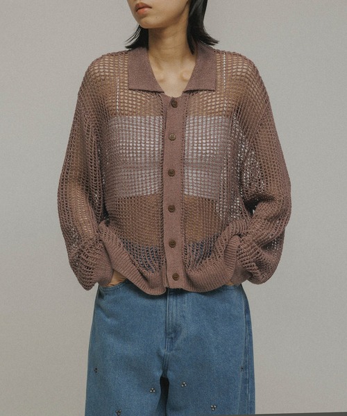 カーディガン SHEER MESH KNIT CARDIGAN レディース メンズ M TO R カーディガン 「TOPS」MESH SHEER CARDIGAN レディース