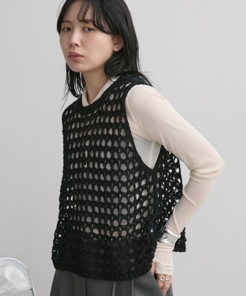 美品　UN3D. アンスリード ノースリーブ　サマーニット　バイカラー　ベスト UN3D.（アンスリード）の「メッシュミックスニットベスト