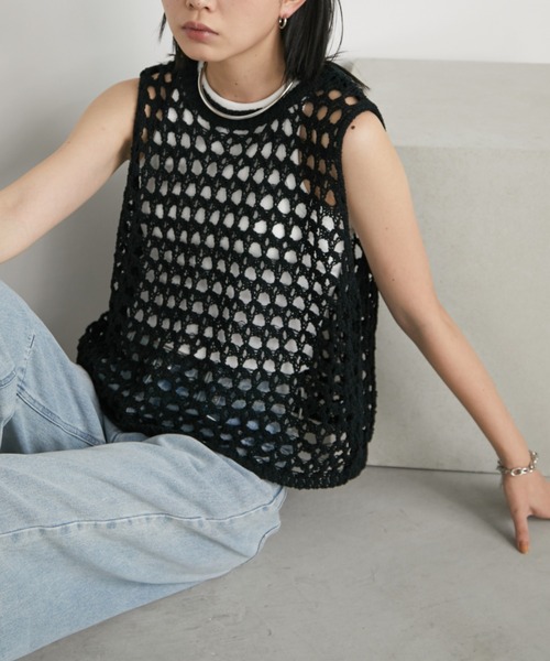 メッシュノースリーブベスト ブラック cass25-02_01.jpg