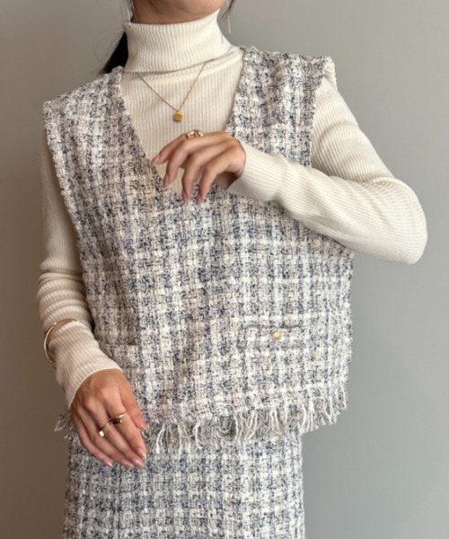 RANAN（ラナン） ベスト ジレ ツイードショートベスト レディース