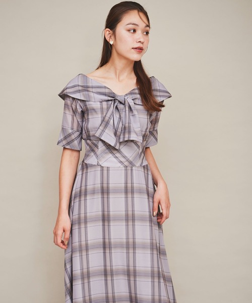 【31 sons de mode】シアーチェックビッグリボンワンピース 31 Sons de mode（トランテアン ソン ドゥ モード）の「シアーチェック