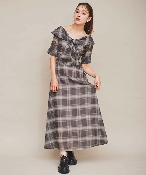 31 Sons de mode ワンピース オフショル風シアーチェック