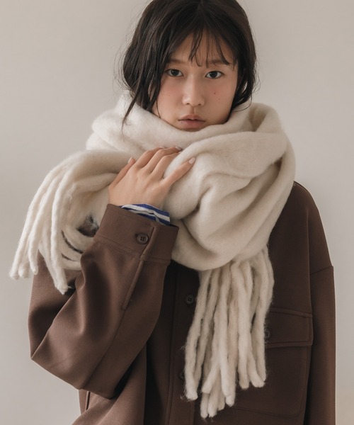 HEILIS（ヘイリス） マフラー ストール ボリュームフリンジフェイク