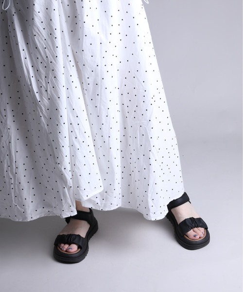 shoes365 サンダル 「shoes365」ギャザーデザインサンダル レディース