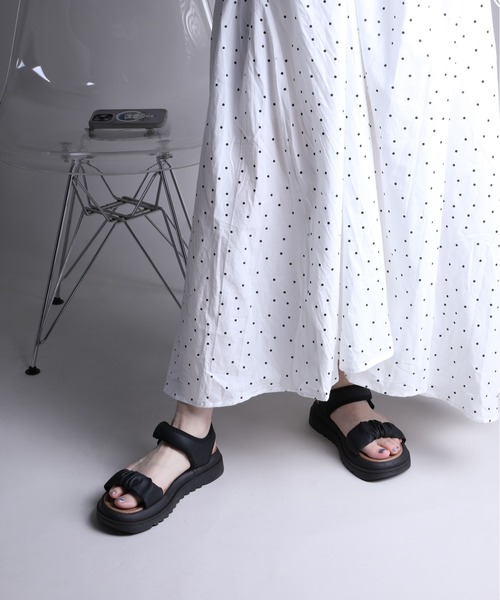 shoes365 サンダル 「shoes365」ギャザーデザインサンダル レディース