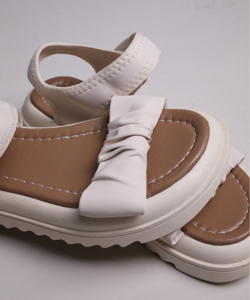 shoes365 サンダル 「shoes365」ギャザーデザインサンダル レディース
