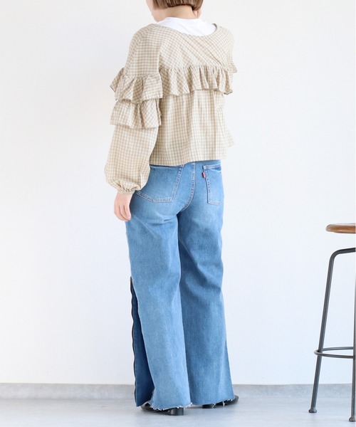 cepo（セポ） ブラウス シャツ チェックフリルブラウス レディース