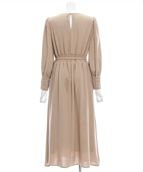 clear ワンピース クルミボタンVネック長袖ロングワンピース 「1枚で