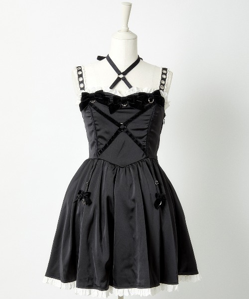 AVENCHUMU ワンピース Back ruffle ribbon harness one piece