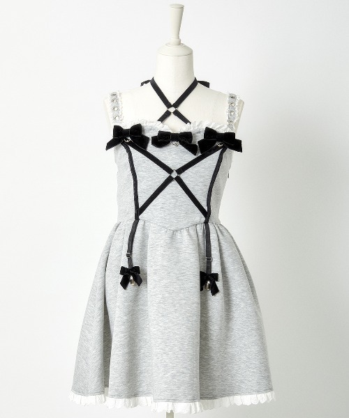 AVENCHUMU ワンピース Back ruffle ribbon harness one piece