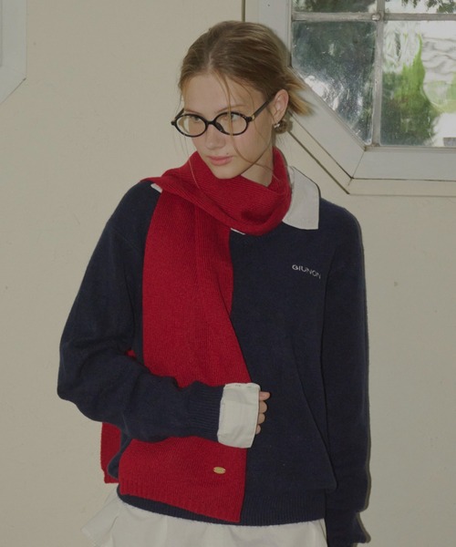 GIUNON マフラー ストール long knit charm muffler / ロングニット