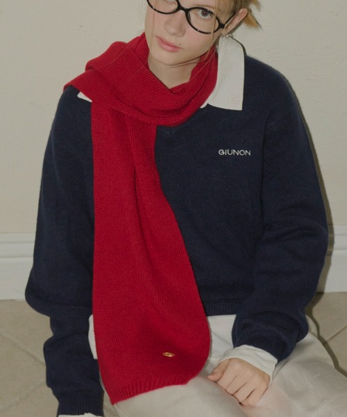 giunon マフラー GIUNON マフラー ストール long knit charm muffler / ロングニット