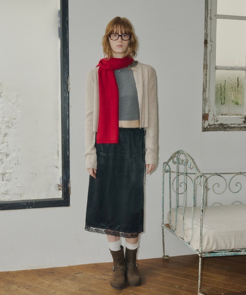 GIUNON マフラー ストール long knit charm muffler / ロングニット