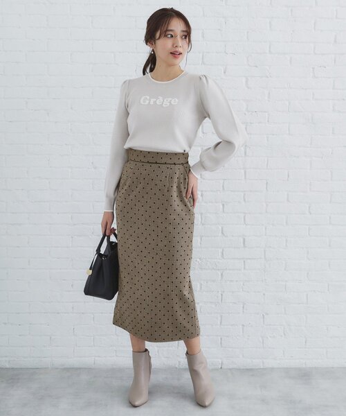 index（インデックス） スカート 千鳥フロッキードットタイトスカート