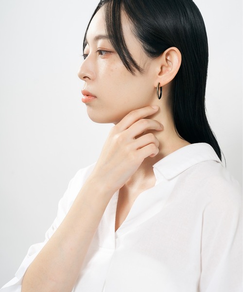 Jewel closet by L&Co. ピアス K18 オニキス フープ レディース