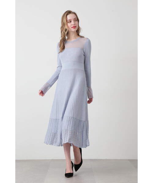 ピンキー＆ダイアン（PINKY&DIANNE）/◆シアーコンビフレアーニットワンピース PINKY&DIANNE（ピンキー アンド ダイアン） ワンピース シアーコンビ