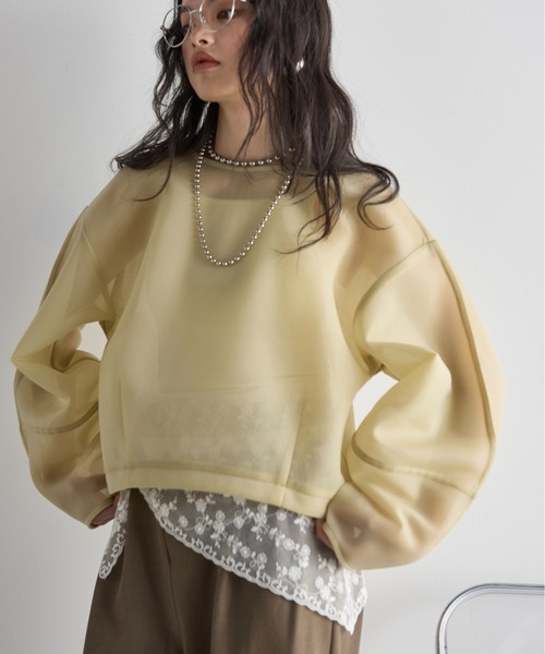 THE Yon tシャツ シアーダンボールルーズフィットプルオーバー