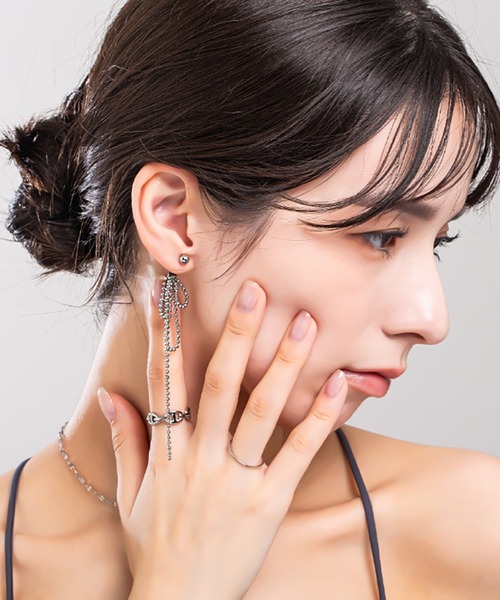 ピアス リボン モチーフ ボールチェーン レディース : ZOZOTOWN