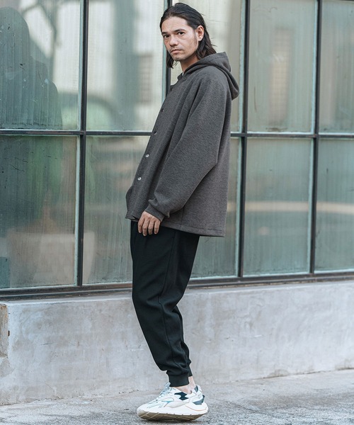 バーガンディ ボタン付きジップアップパーカー FUBU フブ トップス スウェット 裏毛 フルジップ パーカー フーディー